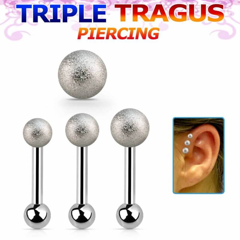 Frosted Ball Cartilage Tragus Barbell