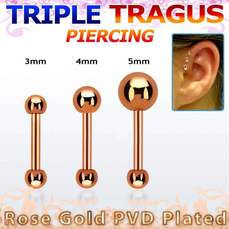 Rosegold Cartilage Tragus Barbell