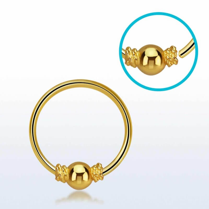 Näspiercing i 18Kt guldplätering med kula 3mm