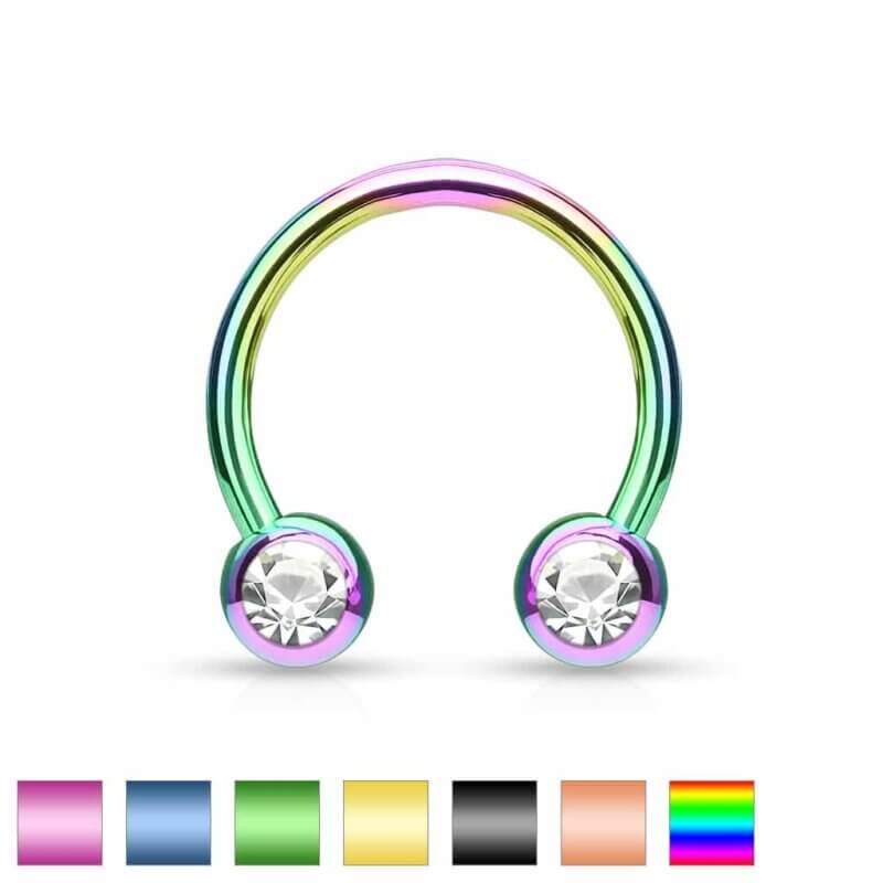 Front Facing Jewel Ball Horseshoe Color