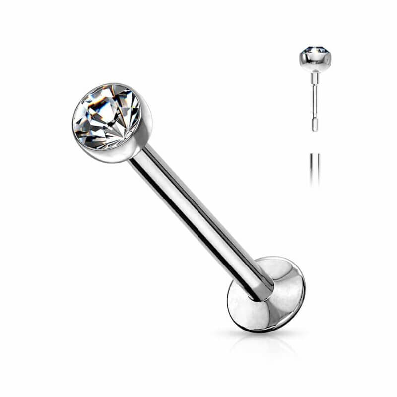 Push In Press Fit Jeweled Ball Top Labret, Monroe, Flat Back Stud.