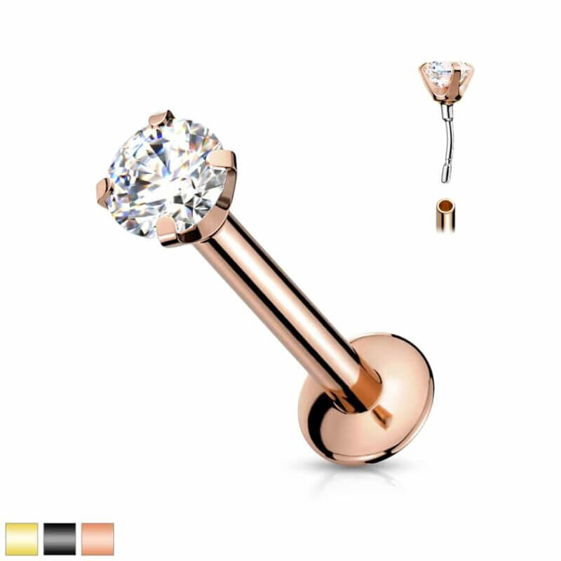 Push In Prong Set Top Labret, Monroe, Flat Back Stud