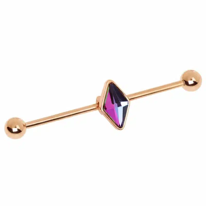 Industrial Piercing i Roséguld med Sten