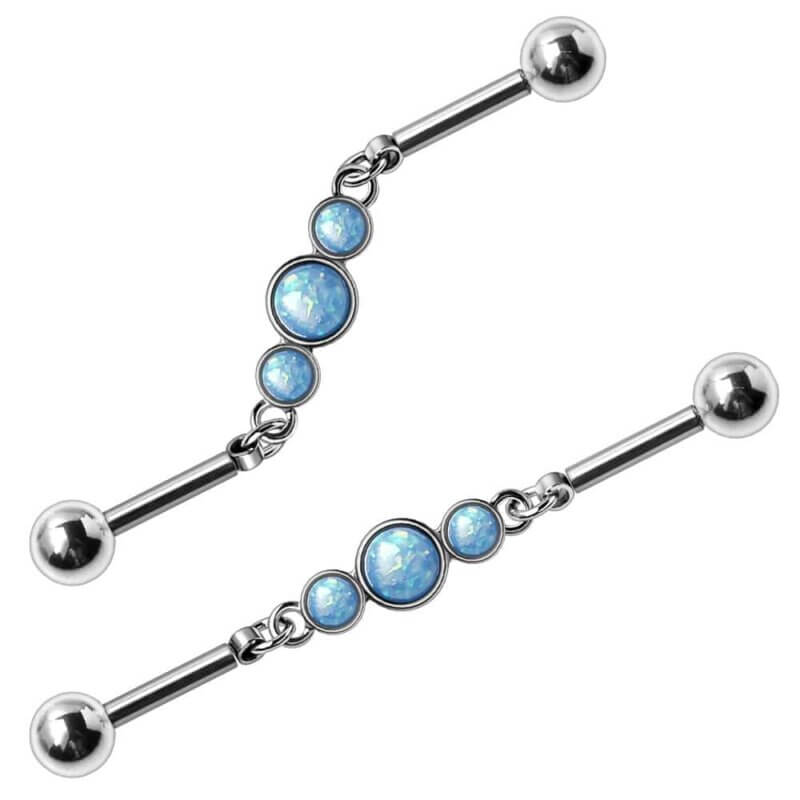 Industrial Piercing med 3 Turkosa Stenar
