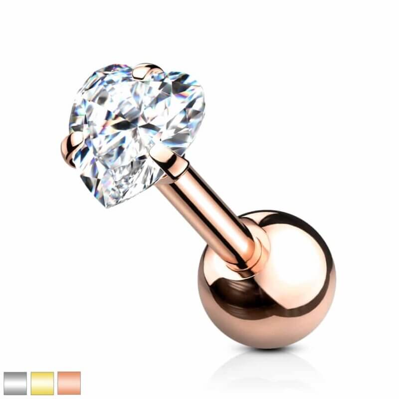 Tragus/Öron Smycke Kristall med Hjärta
