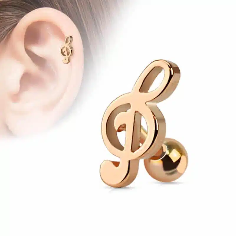 Tragus i roséguld med not