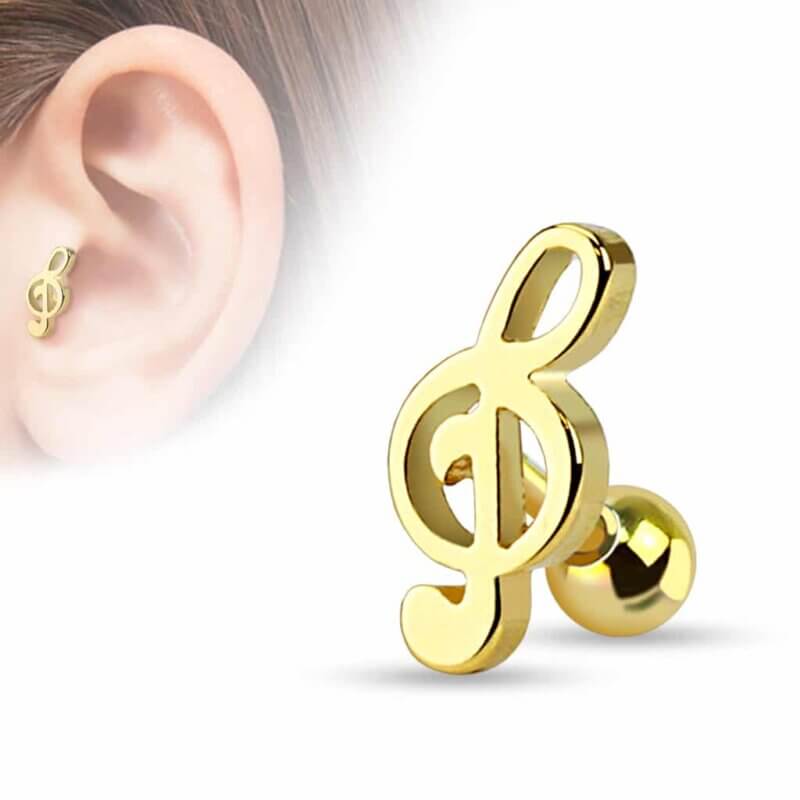 Tragus med guldfärgad not