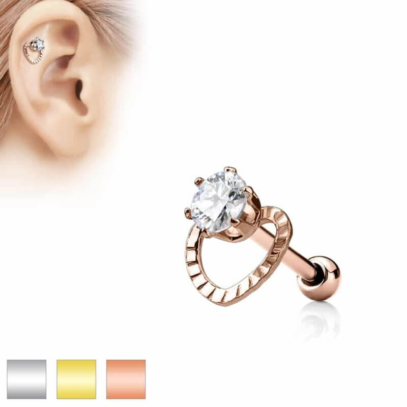 Dia cut Hollow Heart Cartilage Barbell Studs