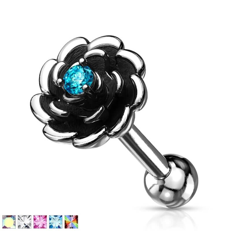 Tragus/Öron Smycke Blomma med Kristall