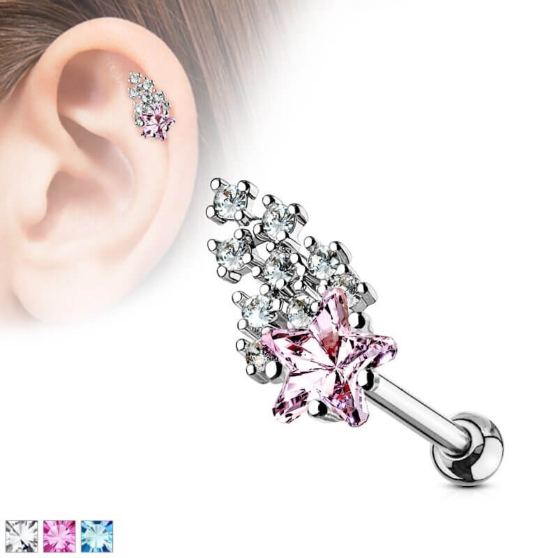 Shooting Star Cartilage, Tragus Barbell Studs