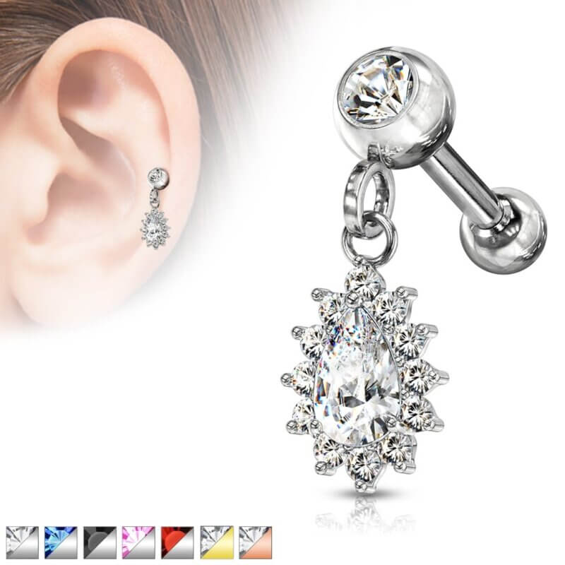Tragus Öron Smycke med Päron Formad Kristall