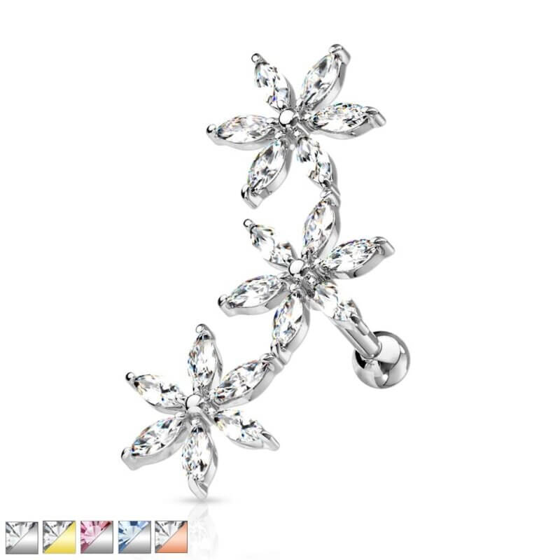Helix Piercing Tre Blommor