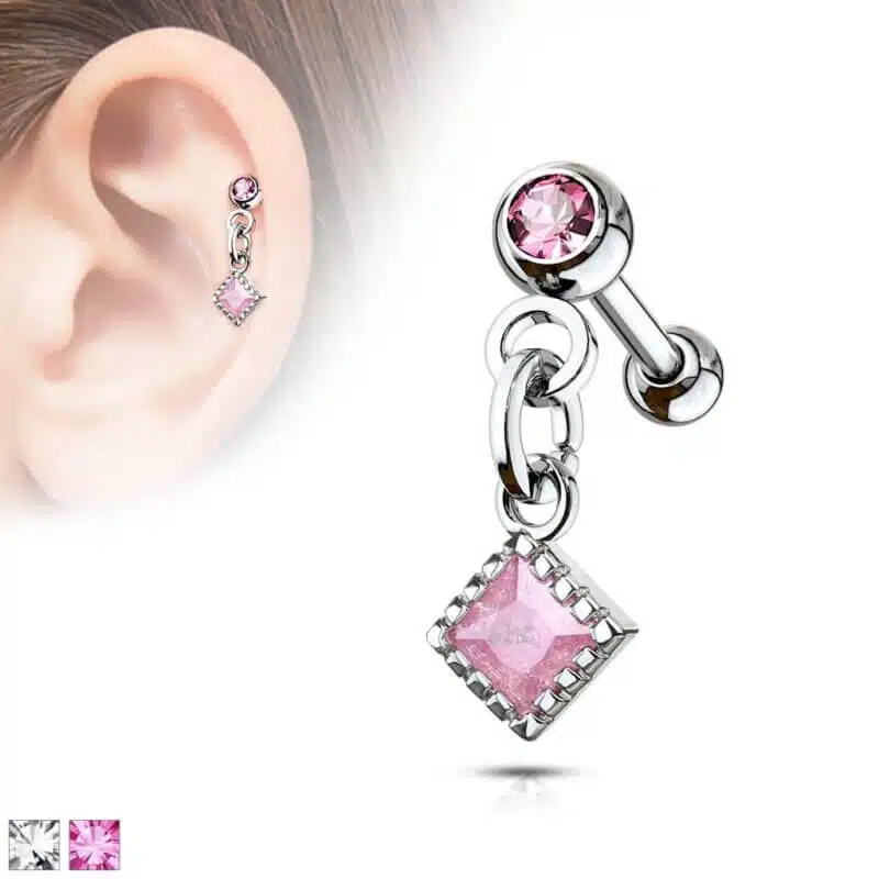 Opalite set Dia Dangle Cartilage, Tragus Barbell Studs