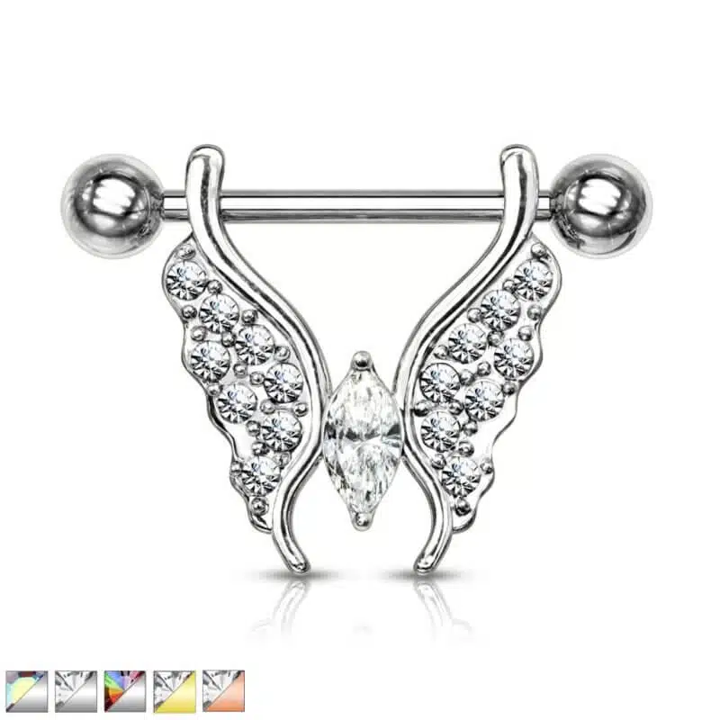 Bröstpiercing med Vingar från en Fjäril
