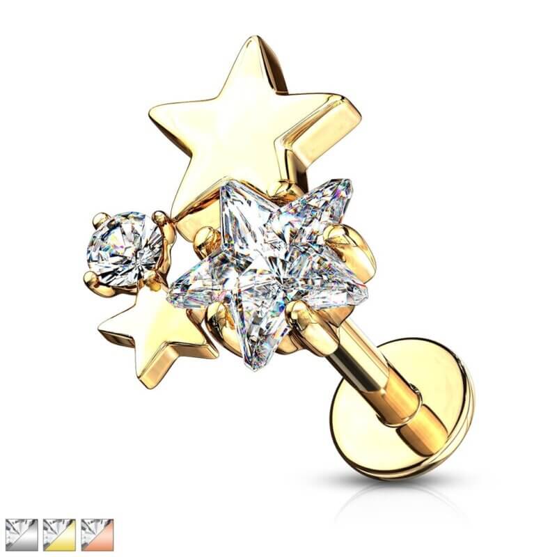 Cluster CZ Star Top Labret, Monroe, Ear Cartilage and More
