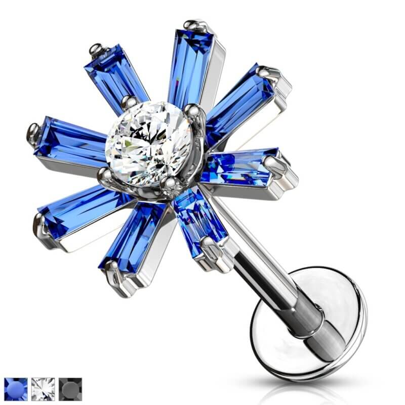 Prong CZ Center Top Labret, Monroe, Cartilage Studs