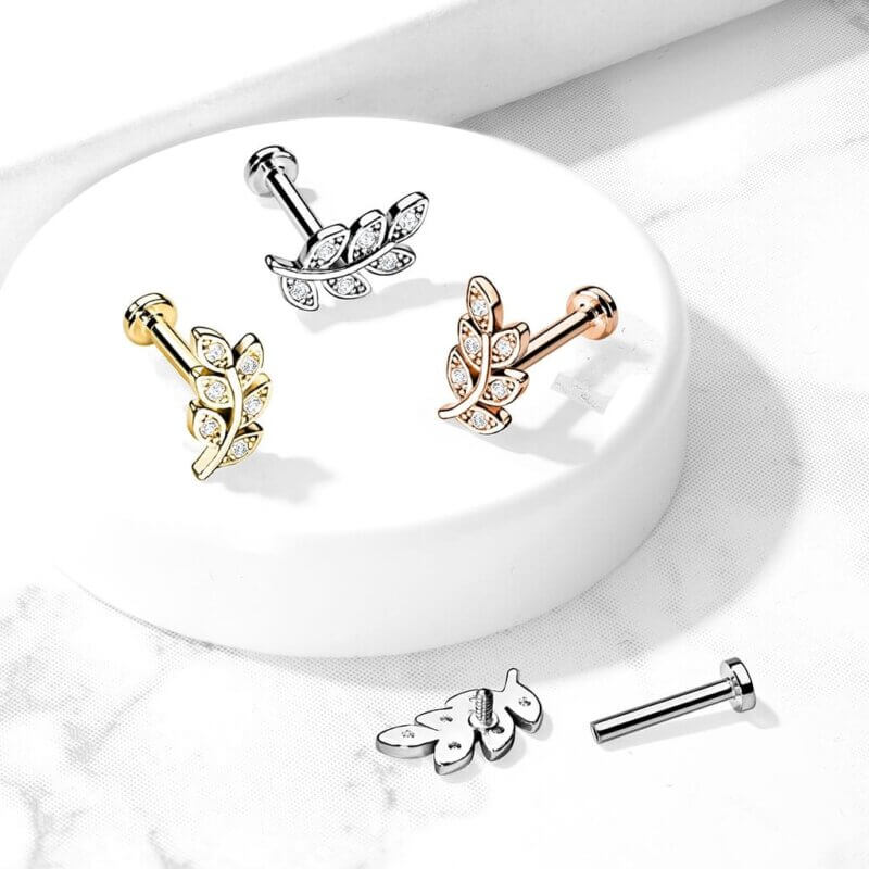 Labret, Monroe, Cartilage Stud med Leaf Top