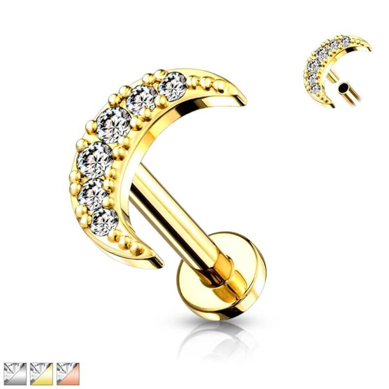 Crescent Moon Labret Monroe Cartilage Stud Rings