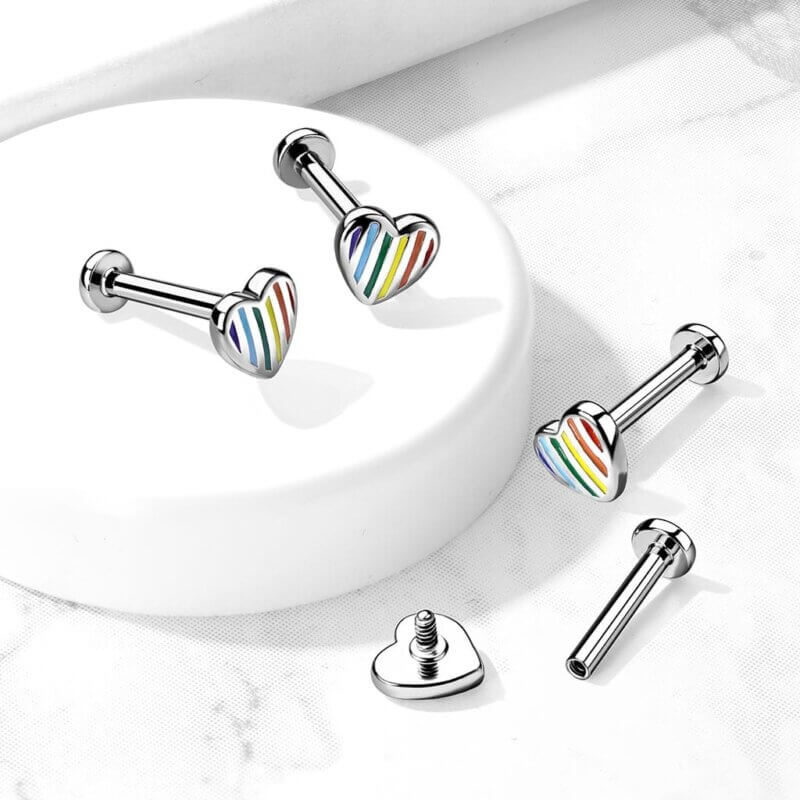 Pride Hjärta Top Labret, Monroe, Cartilage Studs