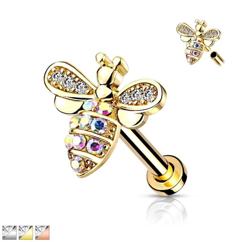 Labret, Monroe, Cartilage Stud with Bee Top