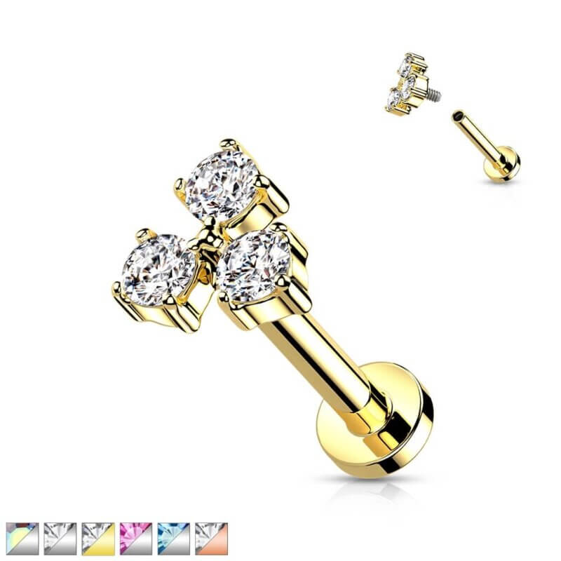 Triangel Crystal Labret Monroe Cartilage Stud Rings