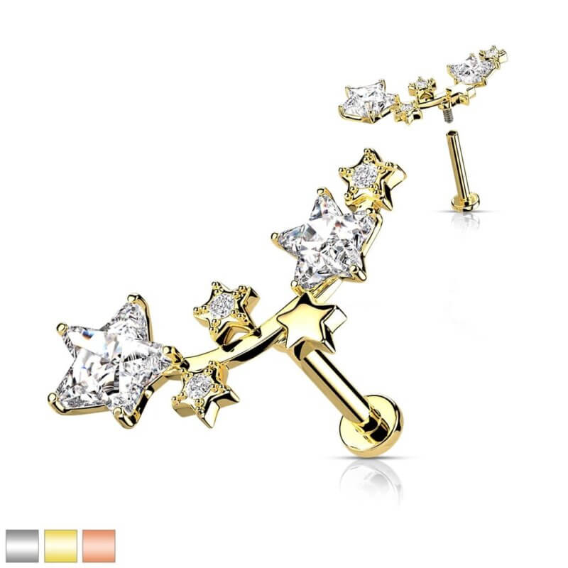 Multi Star Labret, Monroe, Cartilage Stud Rings