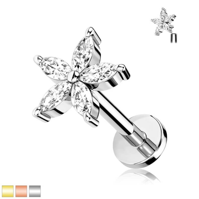 Flower Labret, Monroe, Cartilage Stud Rings
