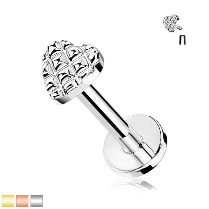 Heart Labret, Monroe, Cartilage Stud Rings