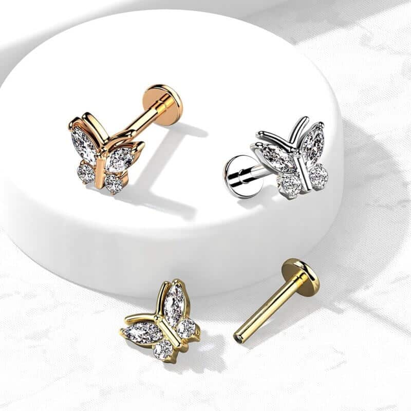 Butterfly Labret, Monroe, Cartilage Stud Rings