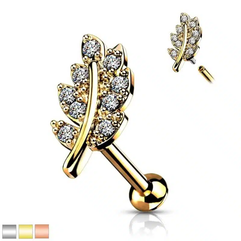 Leaf Labret Monroe Cartilage Stud Rings