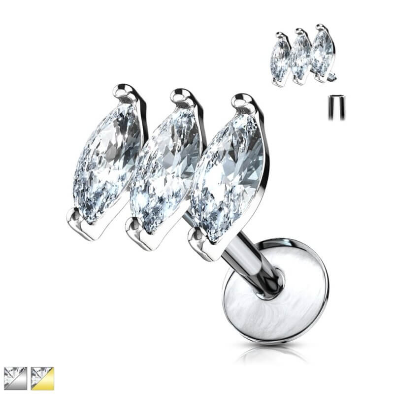 Triple Marquise Labret, Monroe, Cartilage Studs