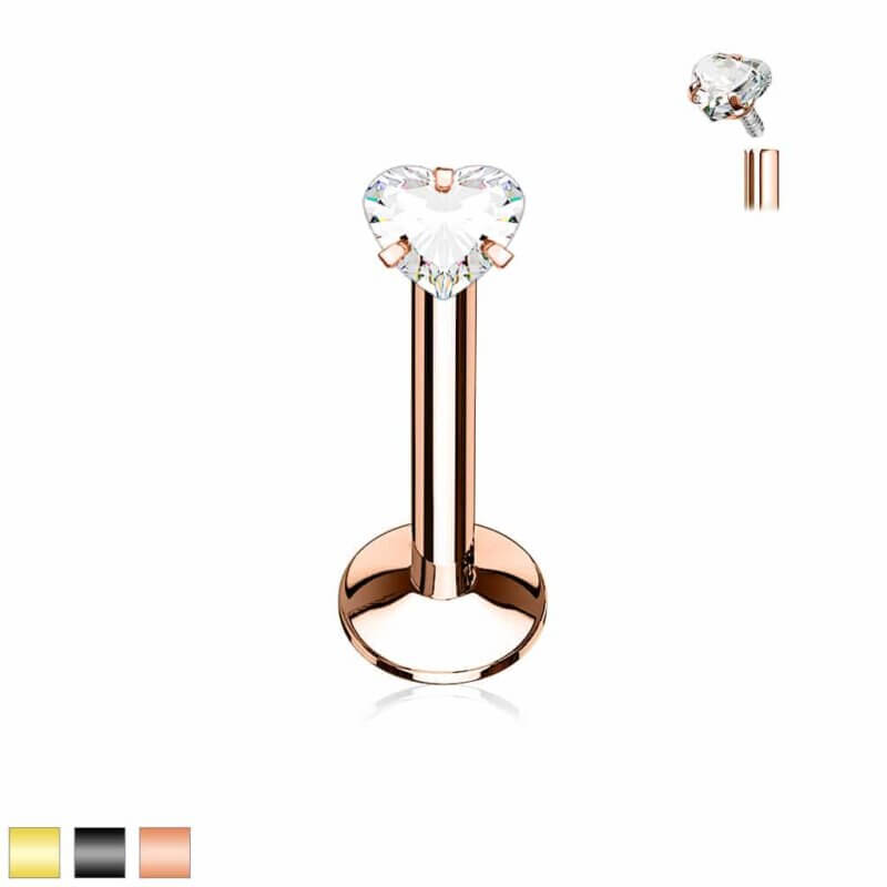 Heart Labret, Monroe, Cartilage Stud Rings