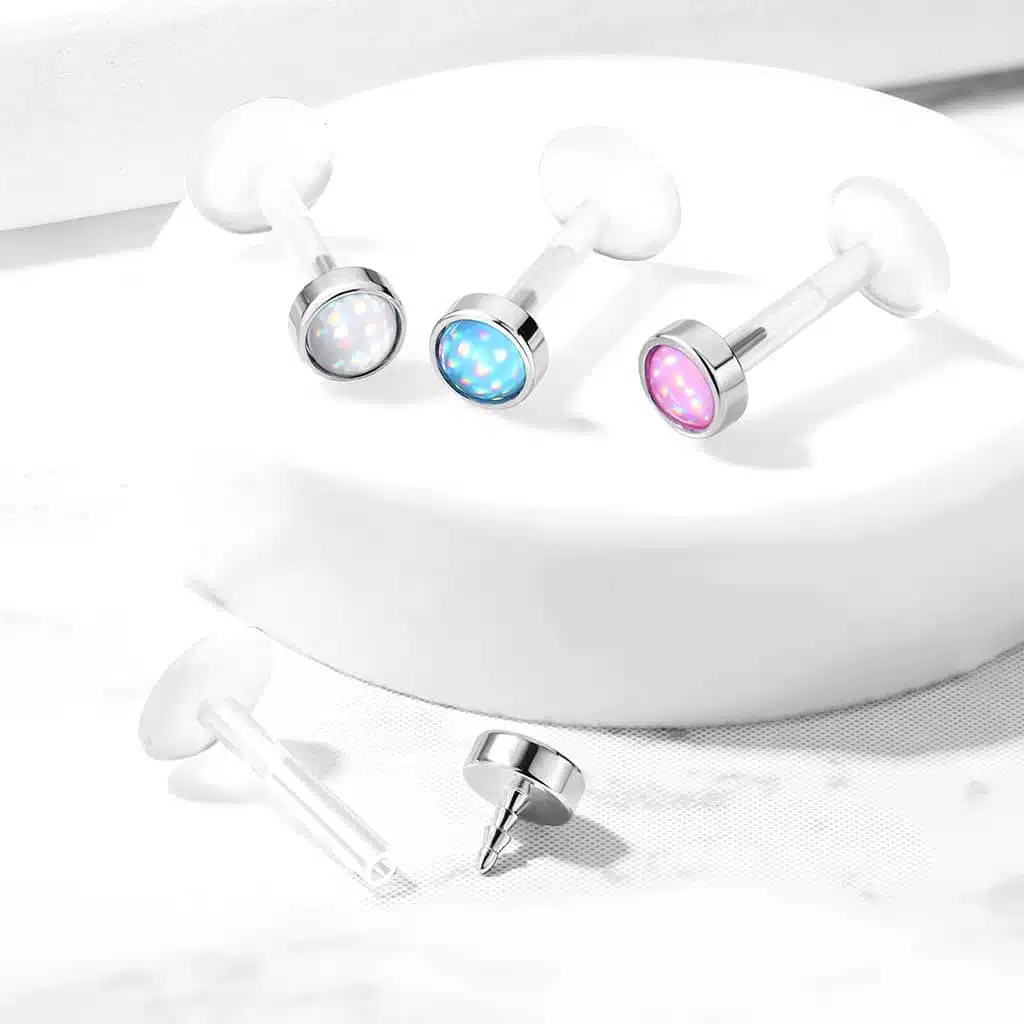 Illuminating Stone Top Bio Flex Studs for Labret, Monroe, Ear Cartilage - Bild 8