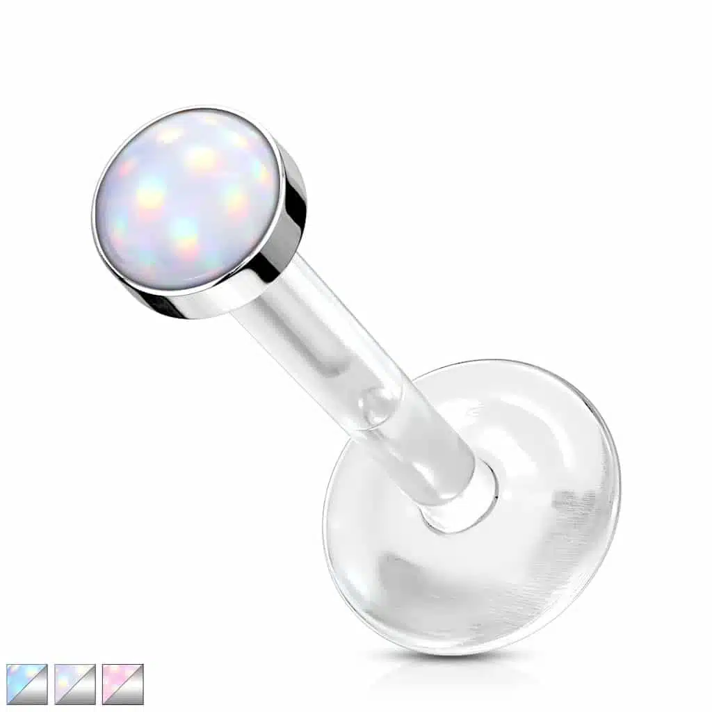 Illuminating Stone Top Bio Flex Studs for Labret, Monroe, Ear Cartilage