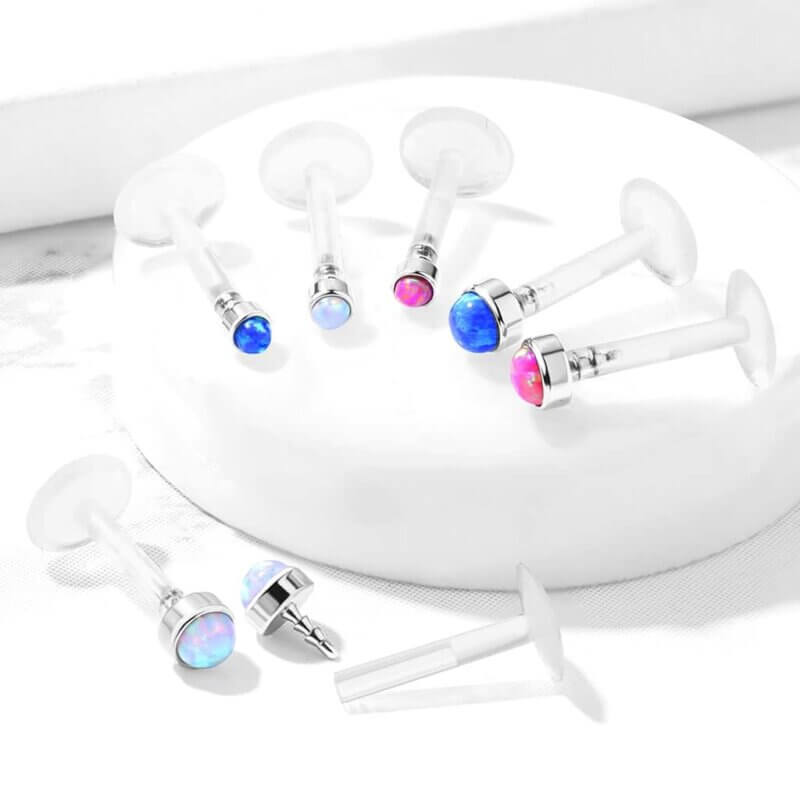 Bio Flex Opal Stone Studs for Labret, Monroe, Ear Cartilage