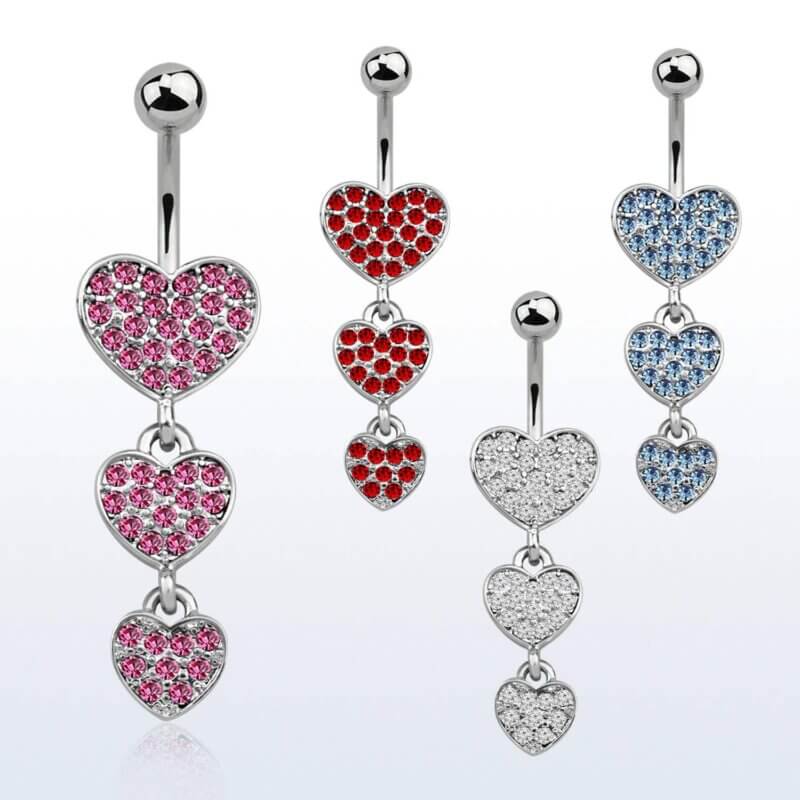 Crystal Hearts Navelpiercing
