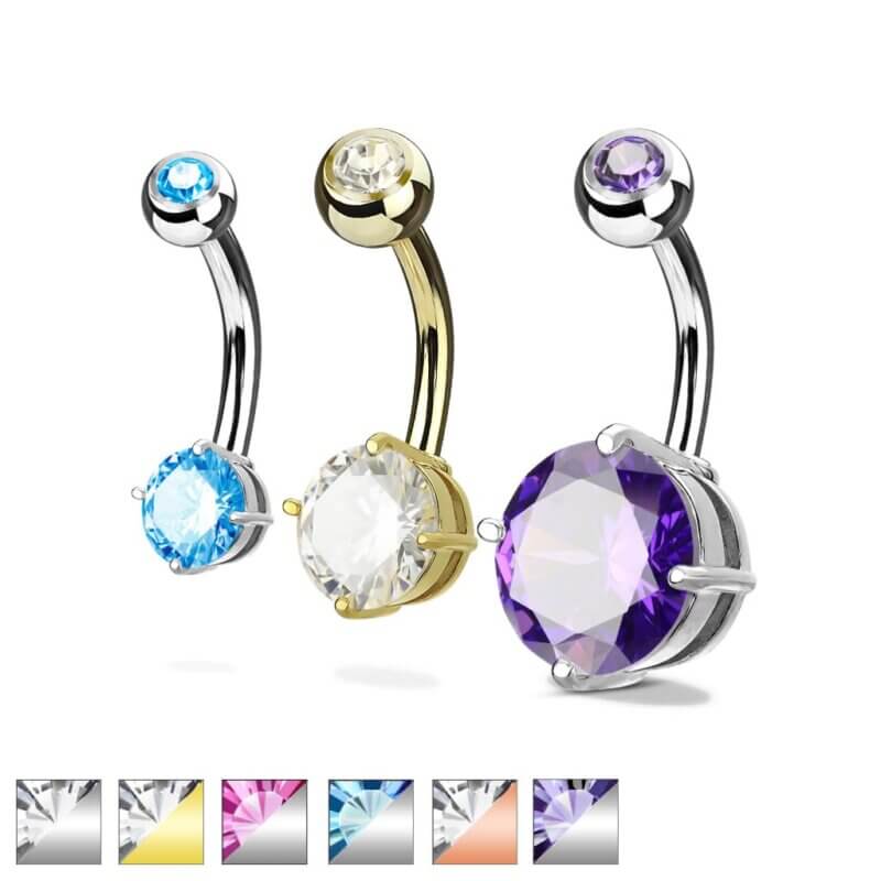 Navelpiercing med Rund Kristall