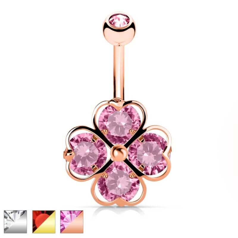 Four Heart in a Flower Navelpiercing