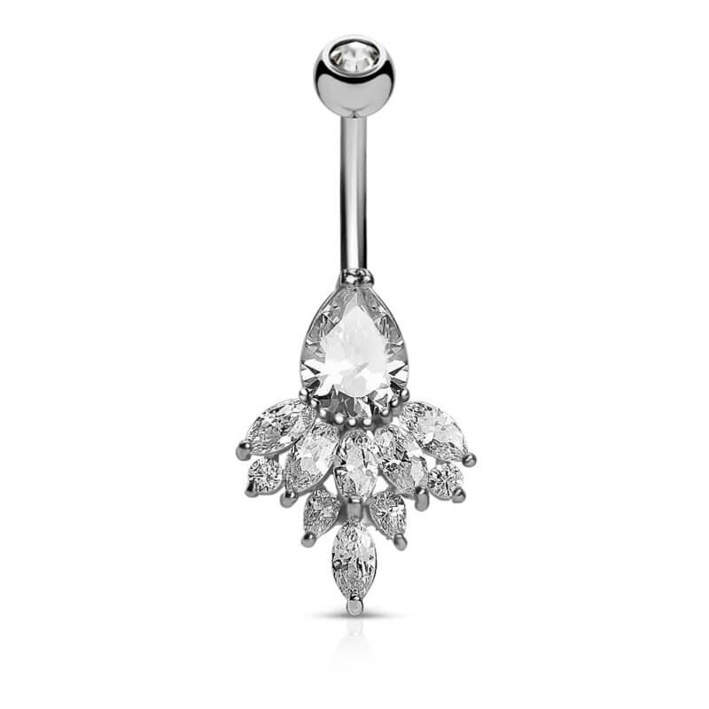 Navelpiercing med droppformade stenar