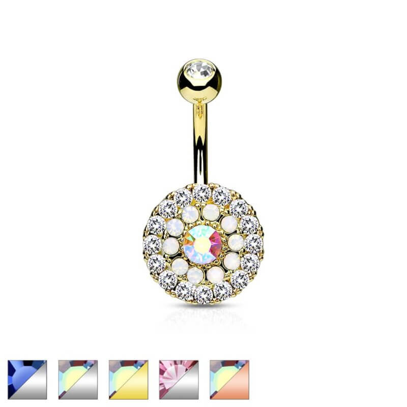 Multi Circle Triple Tiered Crystal and Opalite Navelpiercing