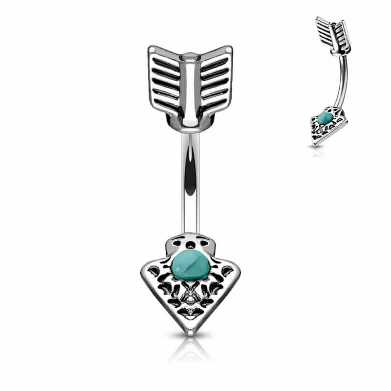 Turquoise Set Tribal Arrow Navelpiercing