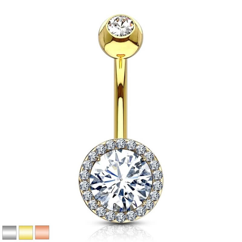 CZ Around Round Prong Set CZ Center Double Tier Navelpiercing