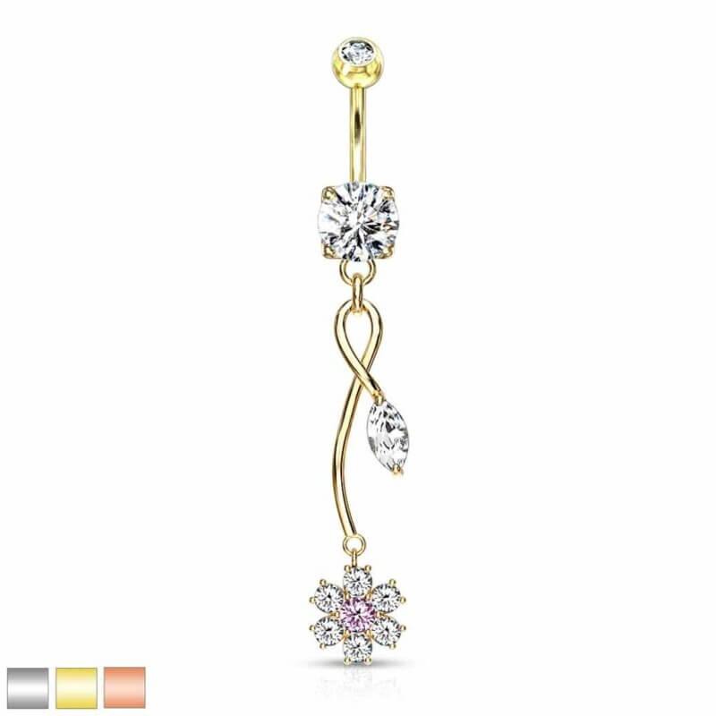 Navelpiercing Hängande Blommor Rosa