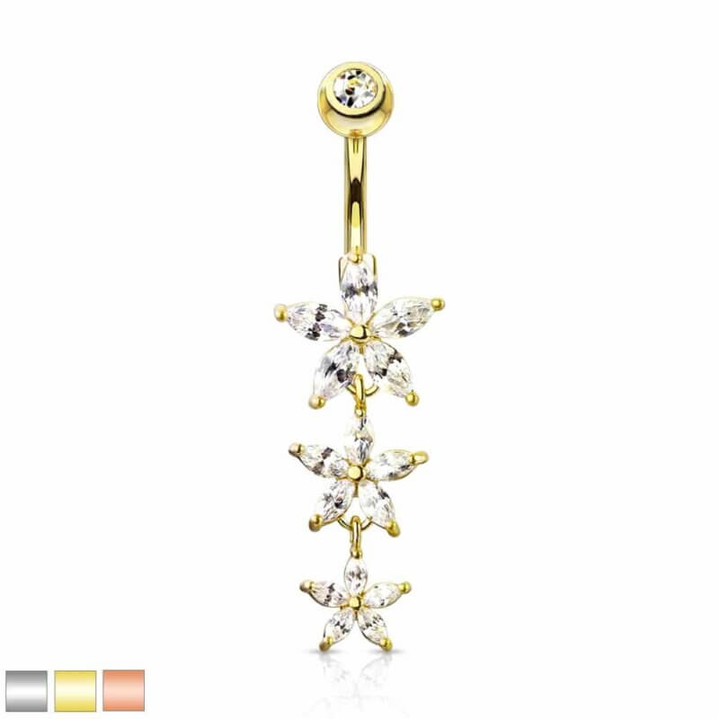 Navelpiercing Tre Hängande Blommor