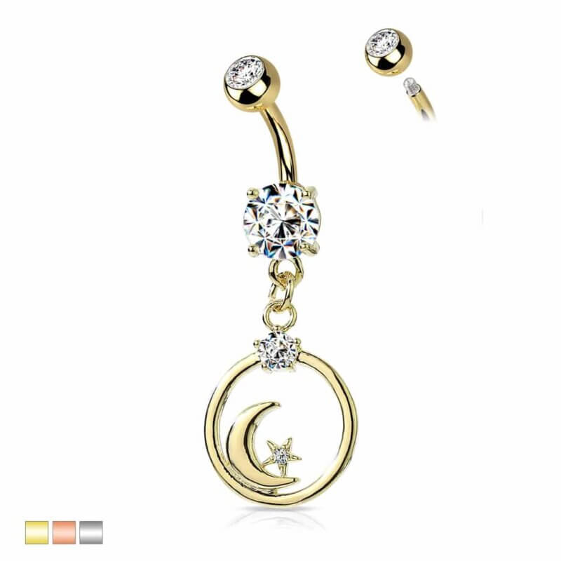 Navelpiercing med Hängande Halvmåne