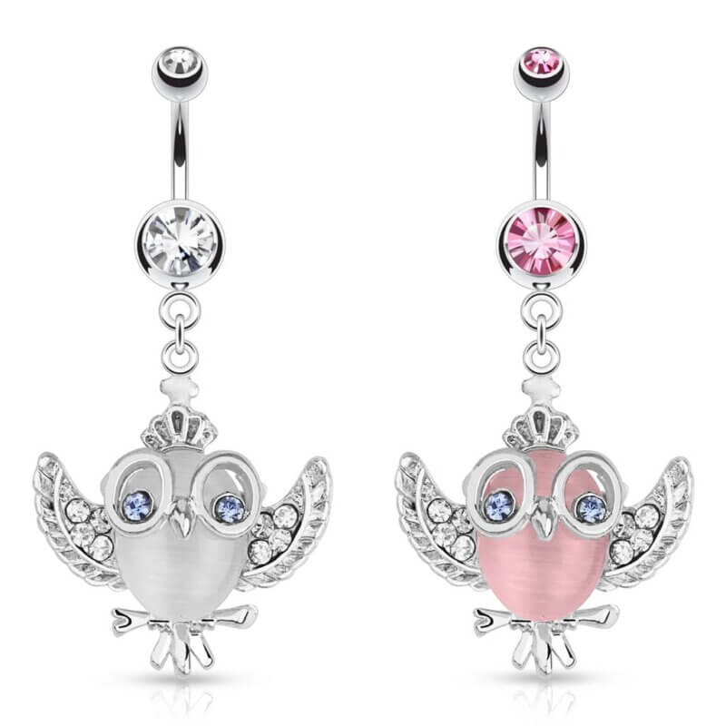 Owl with Cats Eye Navelpiercing