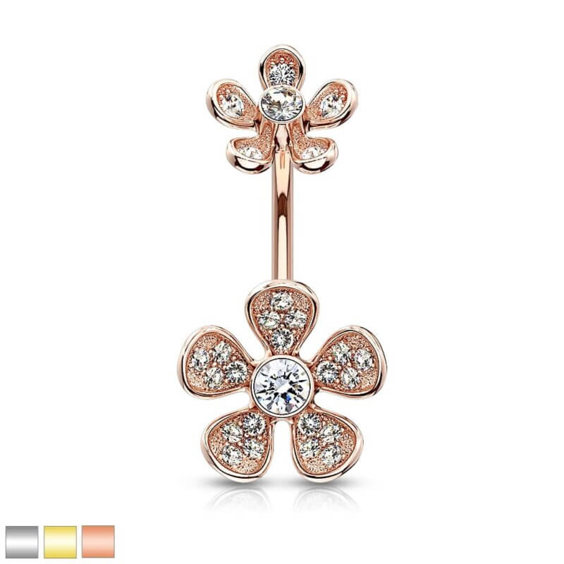 Micro CZ Paved Flower Navelpiercing