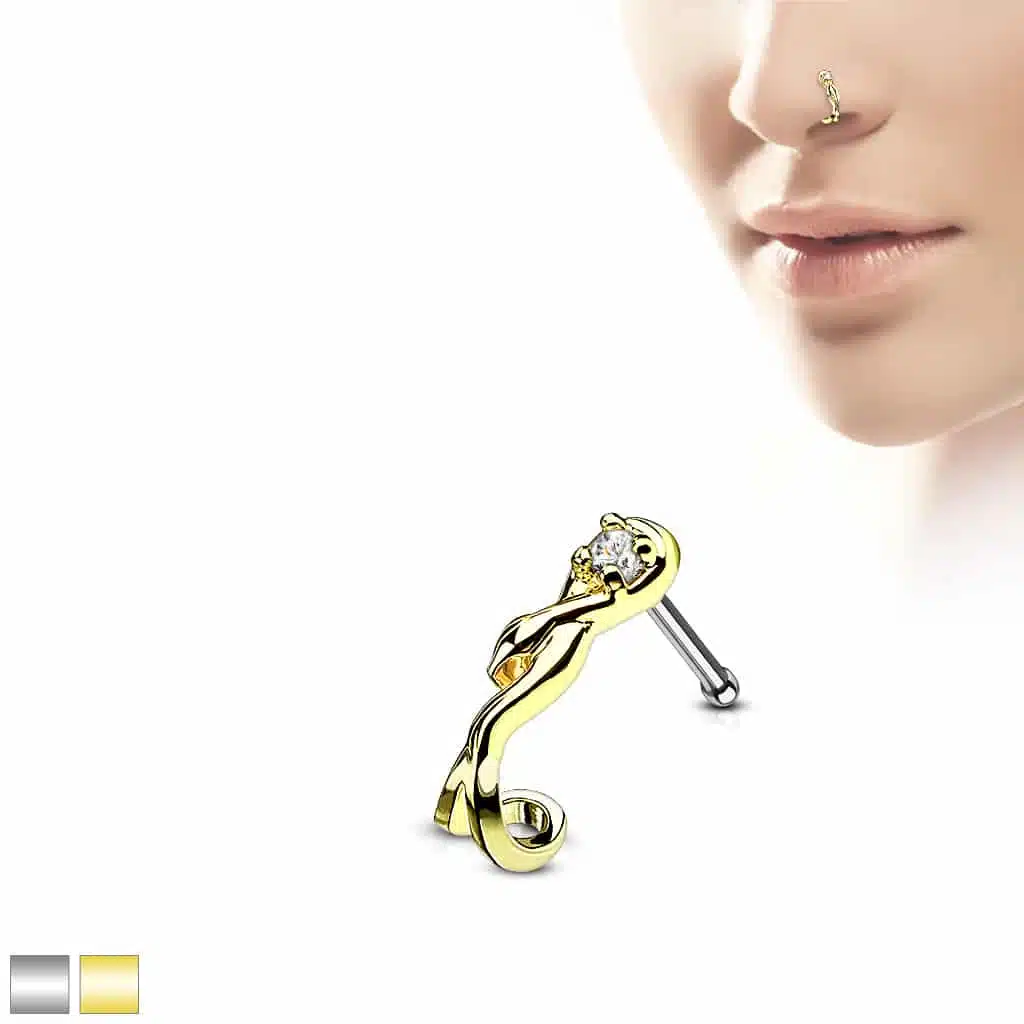 Snake Wrapped Around Crawlers Nose Bone Stud Rings - Bild 5