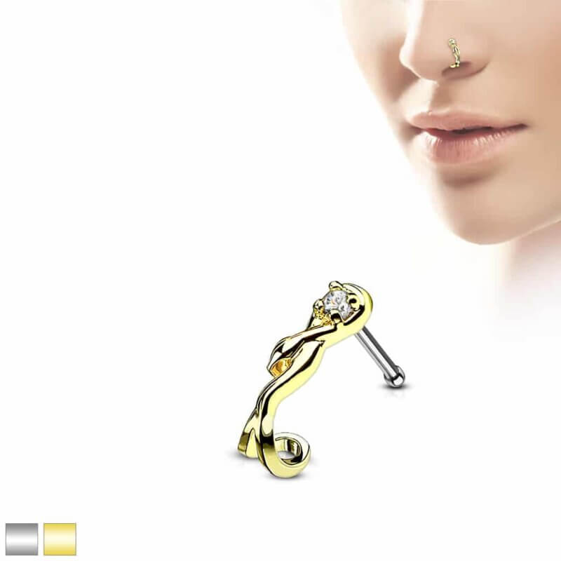 Snake Wrapped Around Crawlers Nose Bone Stud Rings