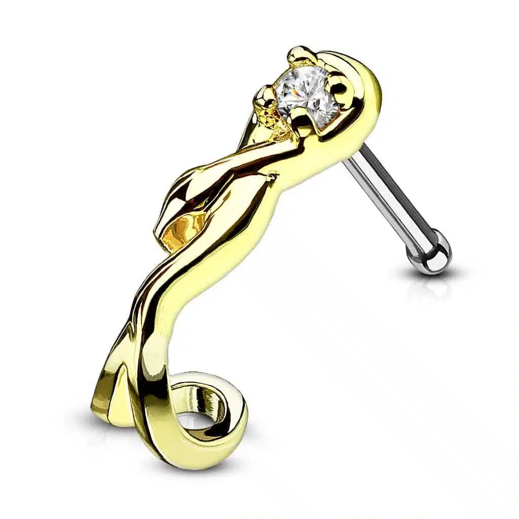 Snake Wrapped Around Crawlers Nose Bone Stud Rings - Bild 6